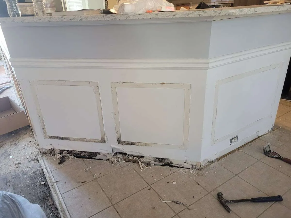Water damage and mold on kitchen during Storm Damage Restoration in South Bradenton